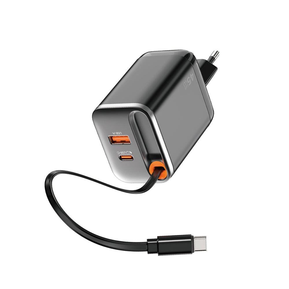 Wiwu Wi-G021 Helix Serisi GaN Teknolojili Hızlı Şarj Başlığı USB-A to Type-C PD 45W Type-C Kablolu Şarj Seti Wiwu Wi-G021 Helix Serisi GaN Teknolojili Hızlı Şarj Başlığı USB-A to Type-C PD 45W Type-C Kablolu Şarj Seti